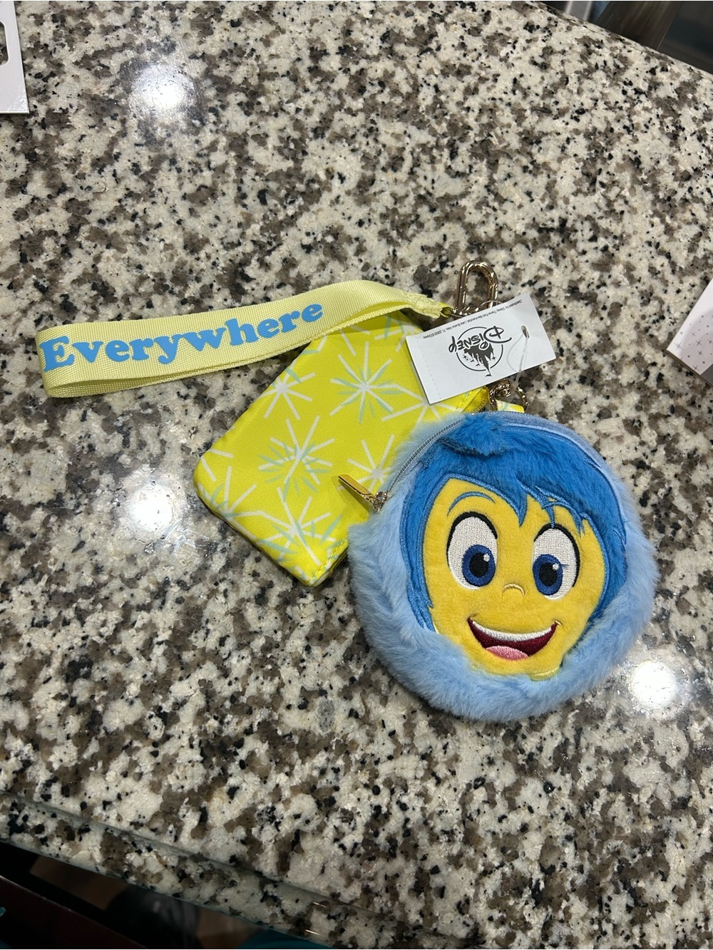 Disney Inside Out Joy Plush Coin Pouch with Yellow Wrist Strap